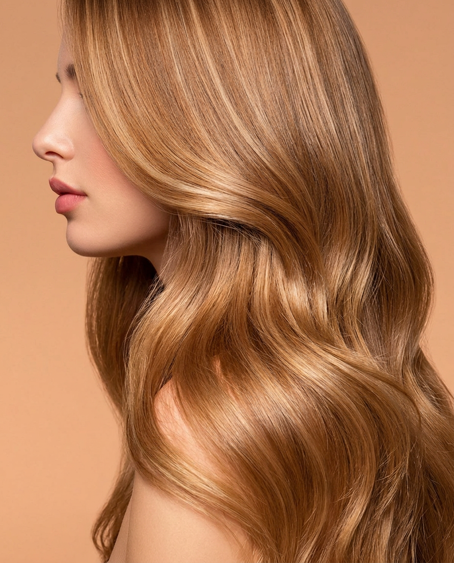 Model with Honey Lumière hair extensions